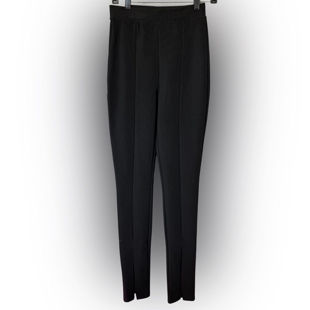 Zara Black High-Waisted Pants Stretch Knit Ankle Split